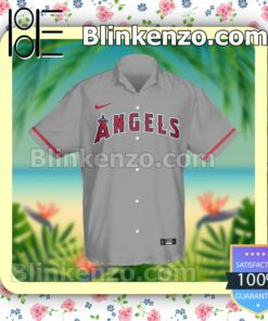 Personalized Los Angeles Angels Baseball Grey Summer Hawaiian Shirt, Mens Shorts a