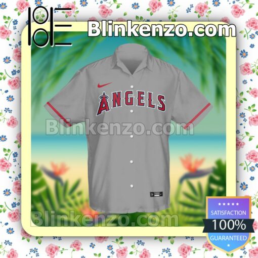 Personalized Los Angeles Angels Baseball Grey Summer Hawaiian Shirt, Mens Shorts a