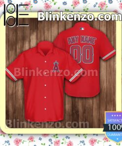 Personalized Los Angeles Angels Baseball Red Logo Branded Summer Hawaiian Shirt, Mens Shorts