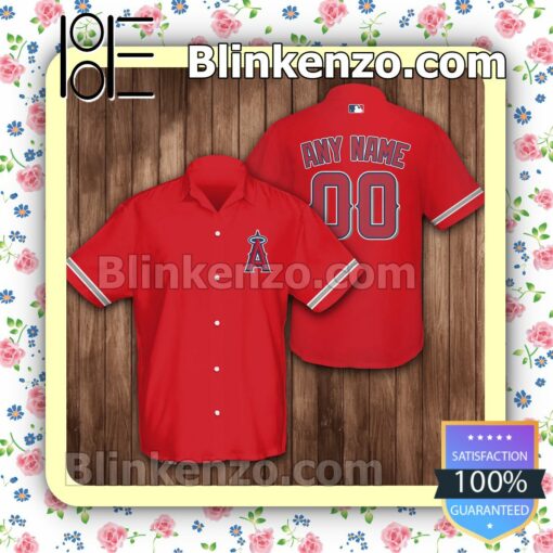 Personalized Los Angeles Angels Baseball Red Logo Branded Summer Hawaiian Shirt, Mens Shorts
