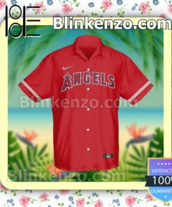 Personalized Los Angeles Angels Baseball Red Summer Hawaiian Shirt, Mens Shorts a