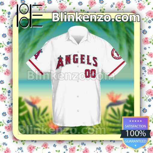 Personalized Los Angeles Angels Baseball White Logo Branded Summer Hawaiian Shirt, Mens Shorts a