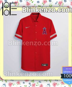Personalized Los Angeles Angels Red Logo Branded Summer Hawaiian Shirt, Mens Shorts