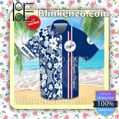 Personalized Los Angeles Dodgers Flowery Navy Summer Hawaiian Shirt, Mens Shorts