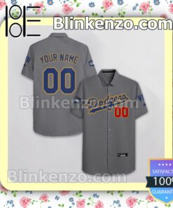 Personalized Los Angeles Dodgers Gray Logo Branded Summer Hawaiian Shirt, Mens Shorts a