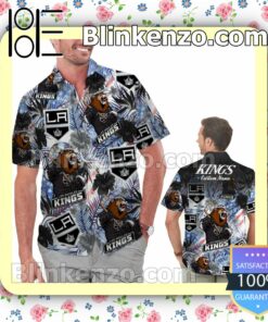 Personalized Los Angeles Kings Tropical Floral America Flag Mens Shirt, Swim Trunk