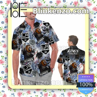 Personalized Los Angeles Kings Tropical Floral America Flag Mens Shirt, Swim Trunk