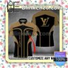 Personalized Louis Vuitton Gold Logo Black Mix Brown Embroidered Polo Shirts