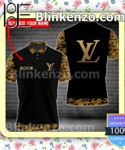 Personalized Louis Vuitton Logo With Camouflage Black Embroidered Polo Shirts