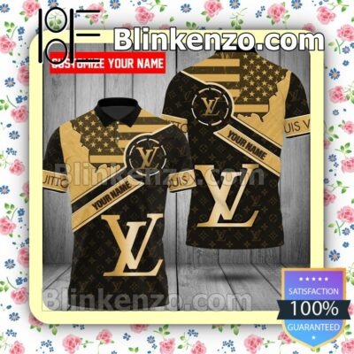 Personalized Louis Vuitton Monogram American Flag Embroidered Polo Shirts
