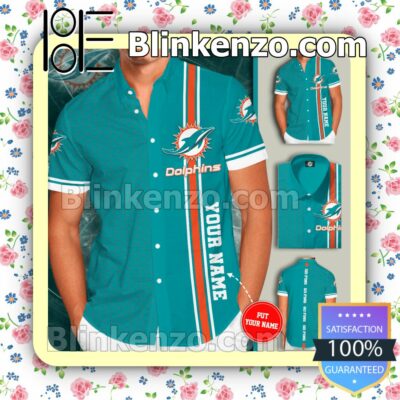 Personalized Miami Dolphins Football Blue Summer Hawaiian Shirt, Mens Shorts