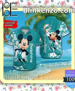 Personalized Miami Dolphins & Mickey Mouse Mens Shirt, Swim Trunk