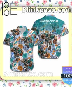 Personalized Miami Dolphins Tropical Floral America Flag Aloha Mens Shirt, Swim Trunk a