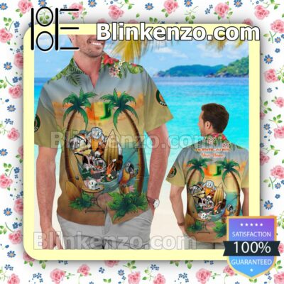 Personalized Miami Hurricanes Flamingo Parrot Mens Shirt, Swim Trunk