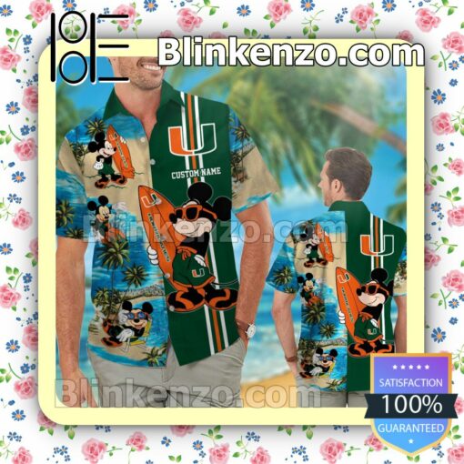 Personalized Miami Hurricanes Mickey Mens Shirt, Swim Trunk