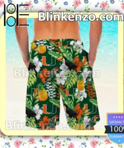 Personalized Miami Hurricanes Parrot Floral Tropical Mens Shirt, Swim Trunk a