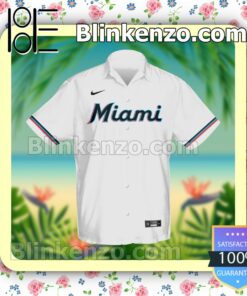 Personalized Miami Marlins Baseball White Summer Hawaiian Shirt, Mens Shorts a