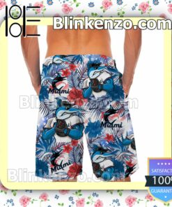 Personalized Miami Marlins Tropical Floral America Flag For MLB Football Lovers Mens Shirt, Swim Trunk a