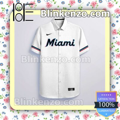 Personalized Miami Marlins White Summer Hawaiian Shirt