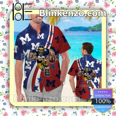 Personalized Michigan Wolverines American Flag Mens Shirt, Swim Trunk