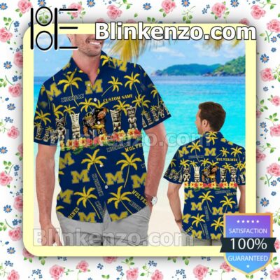 Personalized Michigan Wolverines Mens Shirt, Swim Trunk