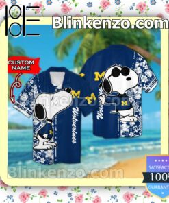 Personalized Michigan Wolverines & Snoopy Mens Shirt, Swim Trunk