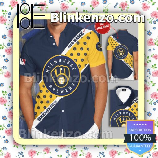 Personalized Milwaukee Brewers Cobalt Yellow Summer Hawaiian Shirt, Mens Shorts