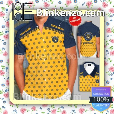 Personalized Milwaukee Brewers Yellow Cobalt Summer Hawaiian Shirt, Mens Shorts