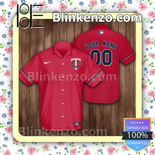 Personalized Minnesota Twins Baseball Red Summer Hawaiian Shirt, Mens Shorts