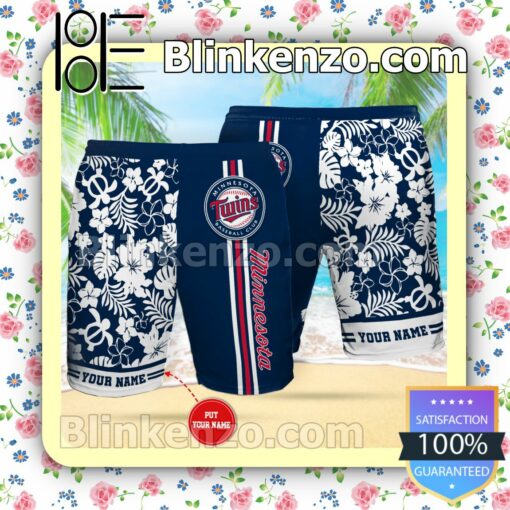 Personalized Minnesota Twins  Navy Summer Hawaiian Shirt, Mens Shorts
