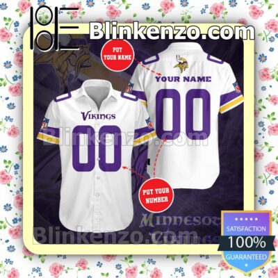 Personalized Minnesota Vikings Football Team White Summer Hawaiian Shirt, Mens Shorts