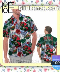 Personalized Minnesota Wild Tropical Floral America Flag Mens Shirt, Swim Trunk
