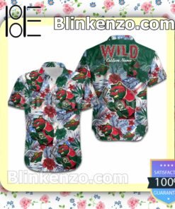 Personalized Minnesota Wild Tropical Floral America Flag Mens Shirt, Swim Trunk a