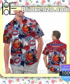 Personalized Montreal Canadiens Tropical Floral America Flag Mens Shirt, Swim Trunk