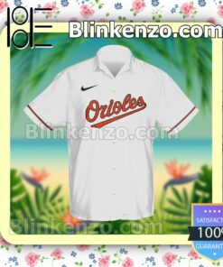 Personalized Name And Number Baltimore Orioles Baseball White Summer Hawaiian Shirt, Mens Shorts a