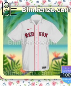 Personalized Name And Number Boston Red Sox Baseball White Summer Hawaiian Shirt, Mens Shorts a