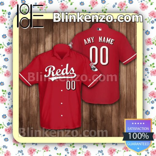 Personalized Name And Number Cincinnati Reds Baseball Red Summer Hawaiian Shirt, Mens Shorts