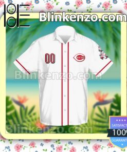 Personalized Name And Number Cincinnati Reds Baseball White Summer Hawaiian Shirt, Mens Shorts a