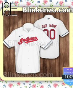 Personalized Name And Number Cleveland Indians, Cleveland Guardians Baseball White Summer Hawaiian Shirt, Mens Shorts