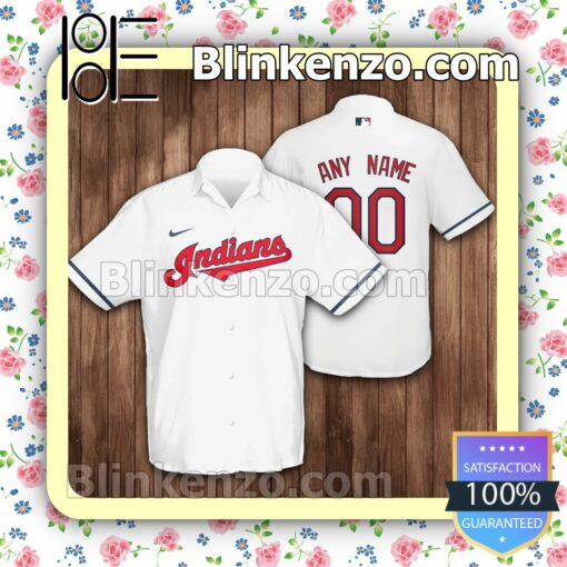 Personalized Name And Number Cleveland Indians, Cleveland Guardians Baseball White Summer Hawaiian Shirt, Mens Shorts