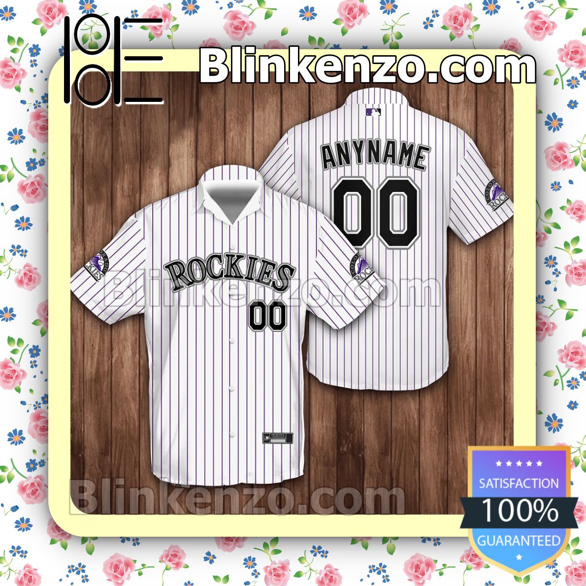 The best selling] Personalized Colorado Rockies Baseball All Over Print  Hawaiian Shirt - Pinstripe Baseball White