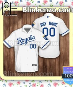 Personalized Name And Number Kansas City Royals Baseball White Summer Hawaiian Shirt, Mens Shorts