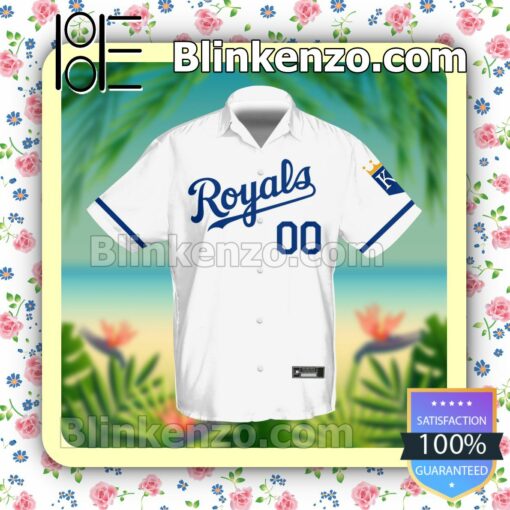 Personalized Name And Number Kansas City Royals Baseball White Summer Hawaiian Shirt, Mens Shorts a