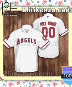 Personalized Name And Number Los Angeles Angels Baseball White Summer Hawaiian Shirt, Mens Shorts