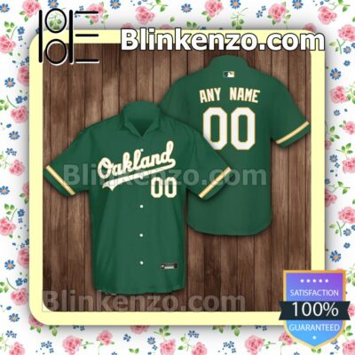 Personalized Name And Number Oakland Athletics Baseball Green Summer Hawaiian Shirt, Mens Shorts