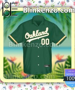 Personalized Name And Number Oakland Athletics Baseball Green Summer Hawaiian Shirt, Mens Shorts a