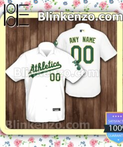Personalized Name And Number Oakland Athletics Baseball White Summer Hawaiian Shirt, Mens Shorts
