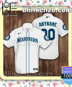 Personalized Name And Number Seattle Mariners Baseball White Summer Hawaiian Shirt, Mens Shorts