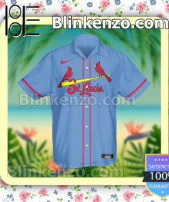 Personalized Name And Number St. Louis Cardinals Baseball Blue Summer Hawaiian Shirt, Mens Shorts a