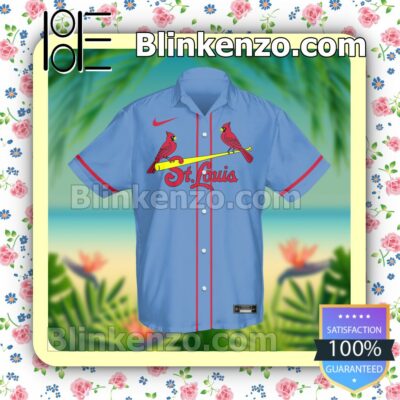 Personalized Name And Number St. Louis Cardinals Baseball Blue Summer Hawaiian Shirt, Mens Shorts a